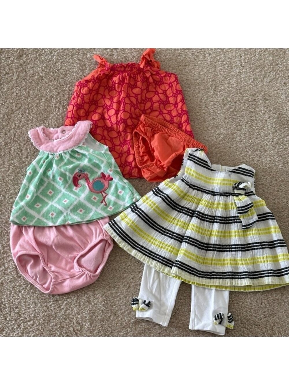LOT 0-3 Mos. Baby Girl Dresses with bottoms